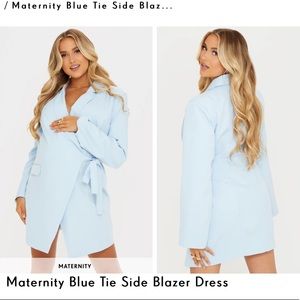 Maternity Blue Tie Side Blazer Dress